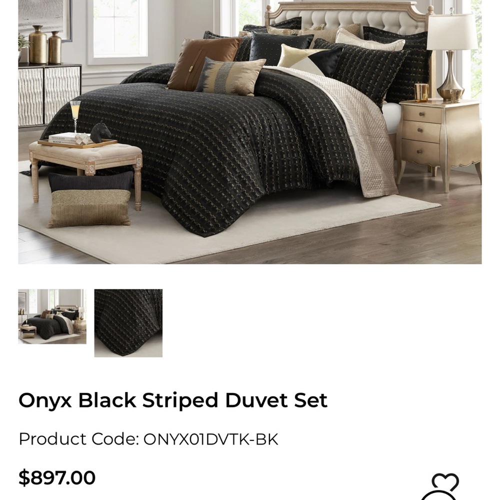 $1,400 Cloud 9 Design king Onyx Duvet Cover with 5 shams